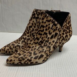 Sam Edelman Kadison Calf Hair Leopard Print Kitten Heel Booties Size 6.5